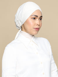 V Bonnet Soft Jersey Underscarf - White