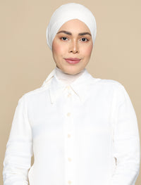 V Bonnet Soft Jersey Underscarf - White