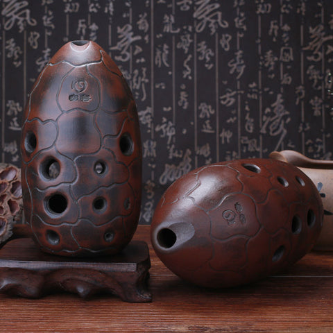 上質な中国陶土笛古代塤楽器ペンホルダー状オカリナ10穴販売