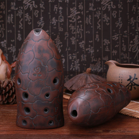 プロな彫刻塤中国古代楽器魚状オカリナ8穴販売