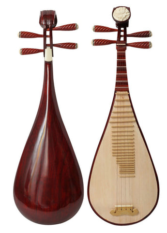 上質な旅行サイズの中国紅檀製琵琶楽器中国リュートアクセサリー付販売