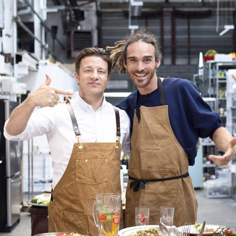 Jamie Oliver wearing Search and Rescue Denim Co. Apron