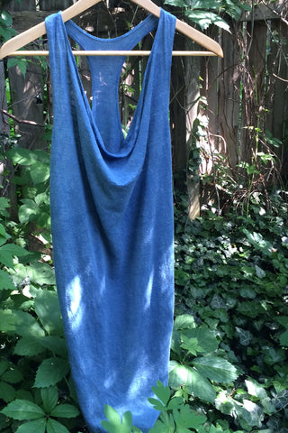 Delphine Dress Linen Natural Indigo Dyed