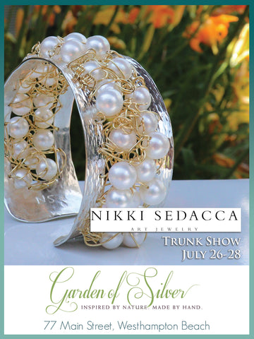 Nikki Sedacca art jewelry trunk show at Garden of Silver in Westhampton Beach, Hamptons, Long Island, New York.