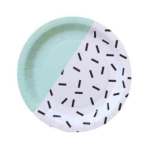 Black Dash & Mint Paper Plates (Large)