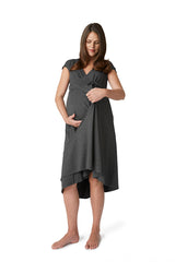 Pretty Pushers cap sleeve transition gown for maternity, birth, and breastfeeding