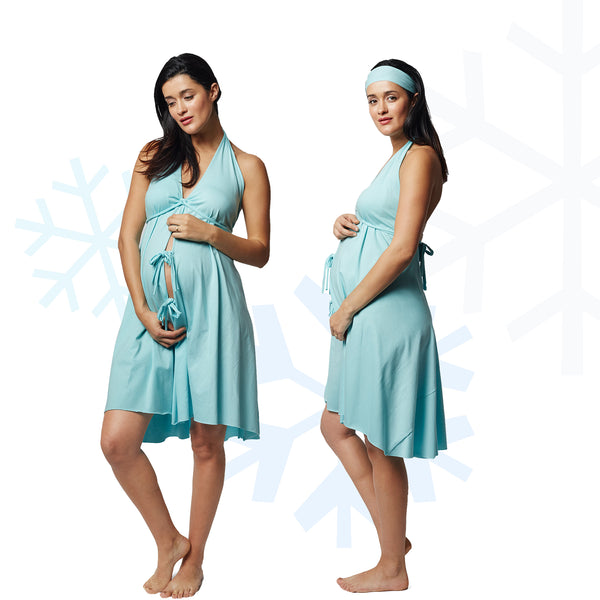 New winter color labor gown from Pretty Pushers - Ice Blue