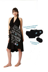 Pretty Pushers labor gown with print by artist Kate Neckel