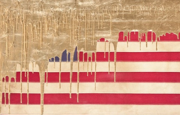 Andrew Schoultz,'Gold Dripping American Flag', 2013