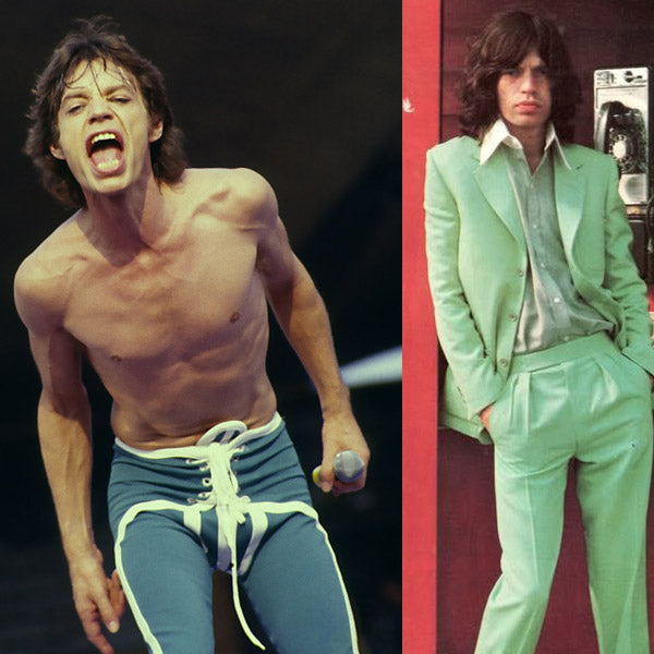 Mick Jagger in American football pants accentuated with a jockstrap, 1980s