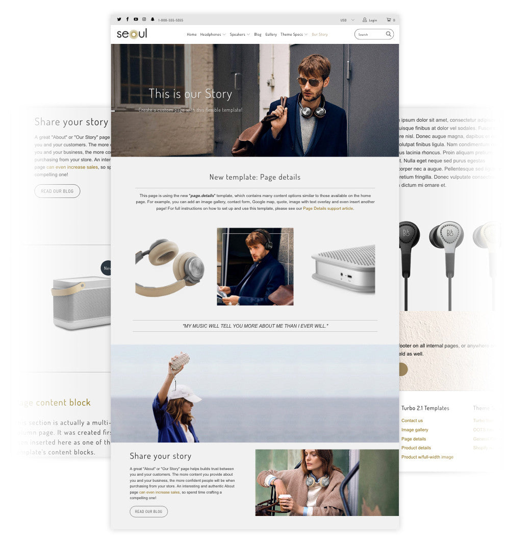 Shopify page layouts