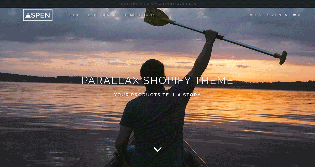 Shopify theme parallax background example