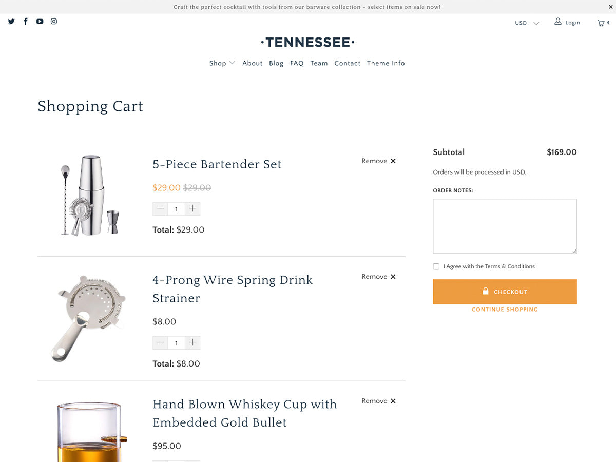 Tennessee cart page