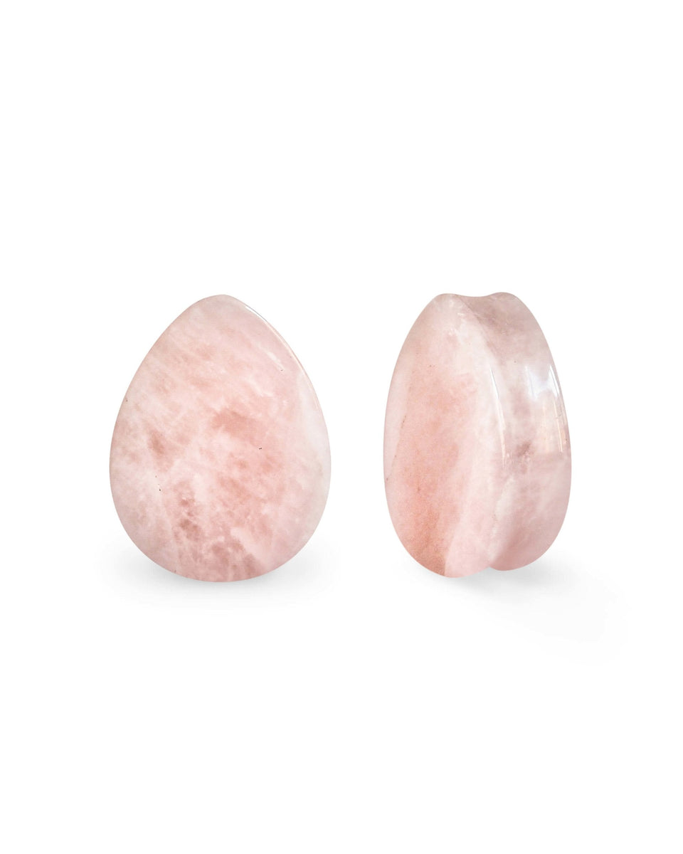 Rose Quartz Teardrop Plugs