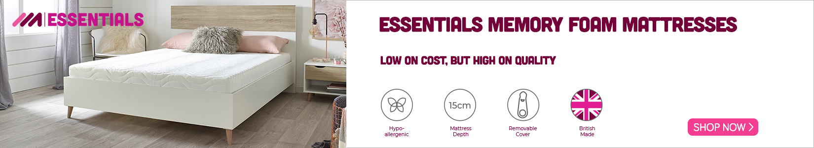 Essentials memory foam mattress banner