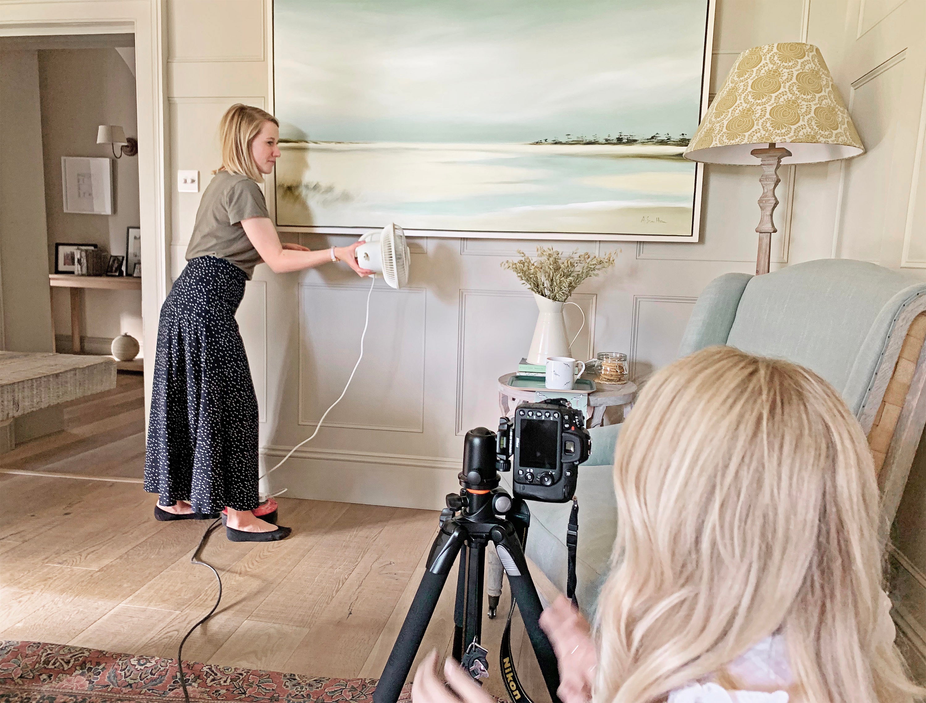 Using Sophie's fan to capture beautiful shots of Sophie's new coastal collection