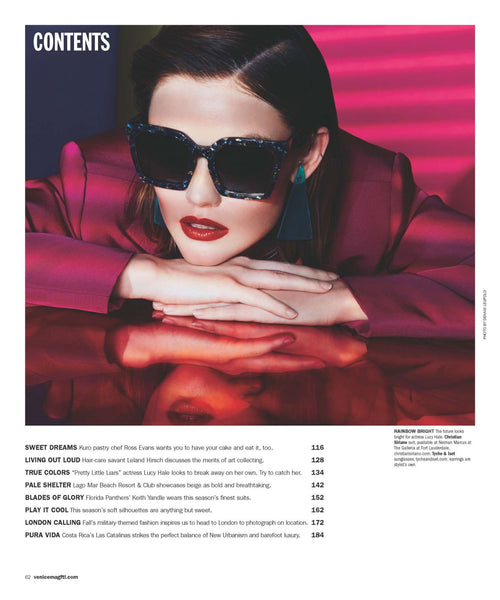 Lucy Hale in Cape Town Tyche & Iset Designer Sunglasses. Venice Magazine