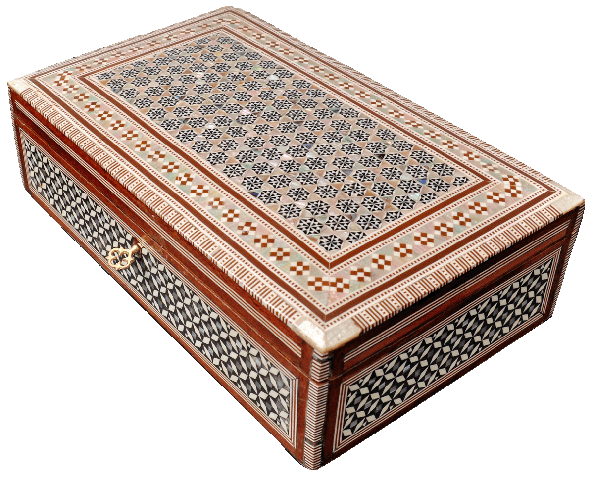 Egyptian Handmade Wood Jewelry Box Inlaid Mother of Pearl 
