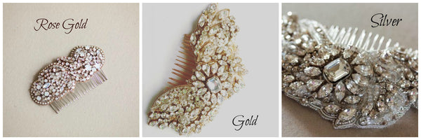 Custom bridal headpiece in rosegold or gold