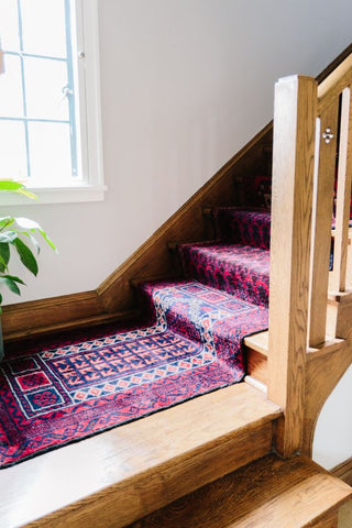 Turn the boring steps into brilliant with a colourful rug featuring a series of shapes and patterns. 
