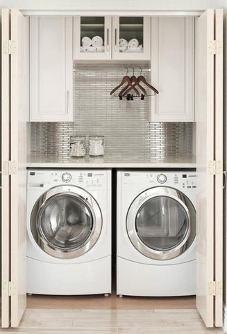 For small areas, create a laundry closet. An ample-sized closet can fit in your laundry equipment when you do not have enough space. Stack your washer and dryer on the top of each other