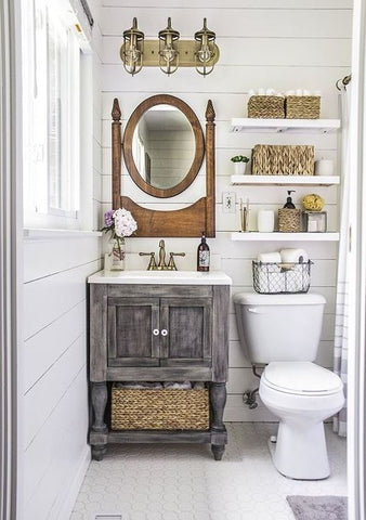 Small bathrooms are perfect for design experimentation, and you might be surprised at the many creative possibilities you can improve yours with!