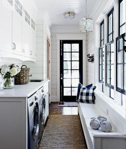 Your laundry room can also be your mudroom; this is practical because you can easily hang clothes or place them directly in the washer when they get stained