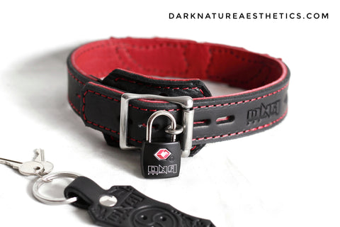 bdsm locking buckle bondage leather play collar