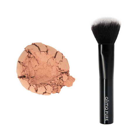 Satin Matte Blush in Apricot with Alima Pure Blush Brush