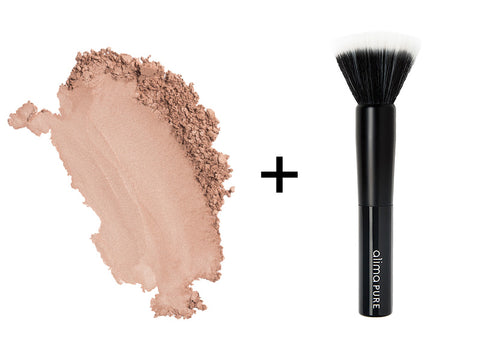 Alima Pure Radiant Finishing Powder in Augusta and the Soft Focus Brush