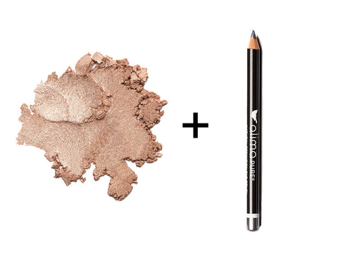 Alima Pure Luminous Shimmer Eyeshadow in Chai and Natural Definition Eye Pencil in Slate