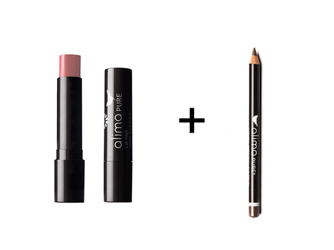 Alima Pure Lip Tint in Petal and Natural Definition Eye Pencil in Patina