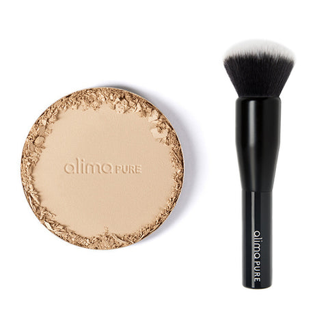 Alima Pure Pressed Foundation with Rosehip Antioxidant Complex with Alima Pure Foundation Brush
