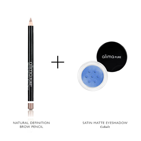 Alima Pure Natural Definition Brow Pencil and Satin Matte Eyeshadow in Cobalt