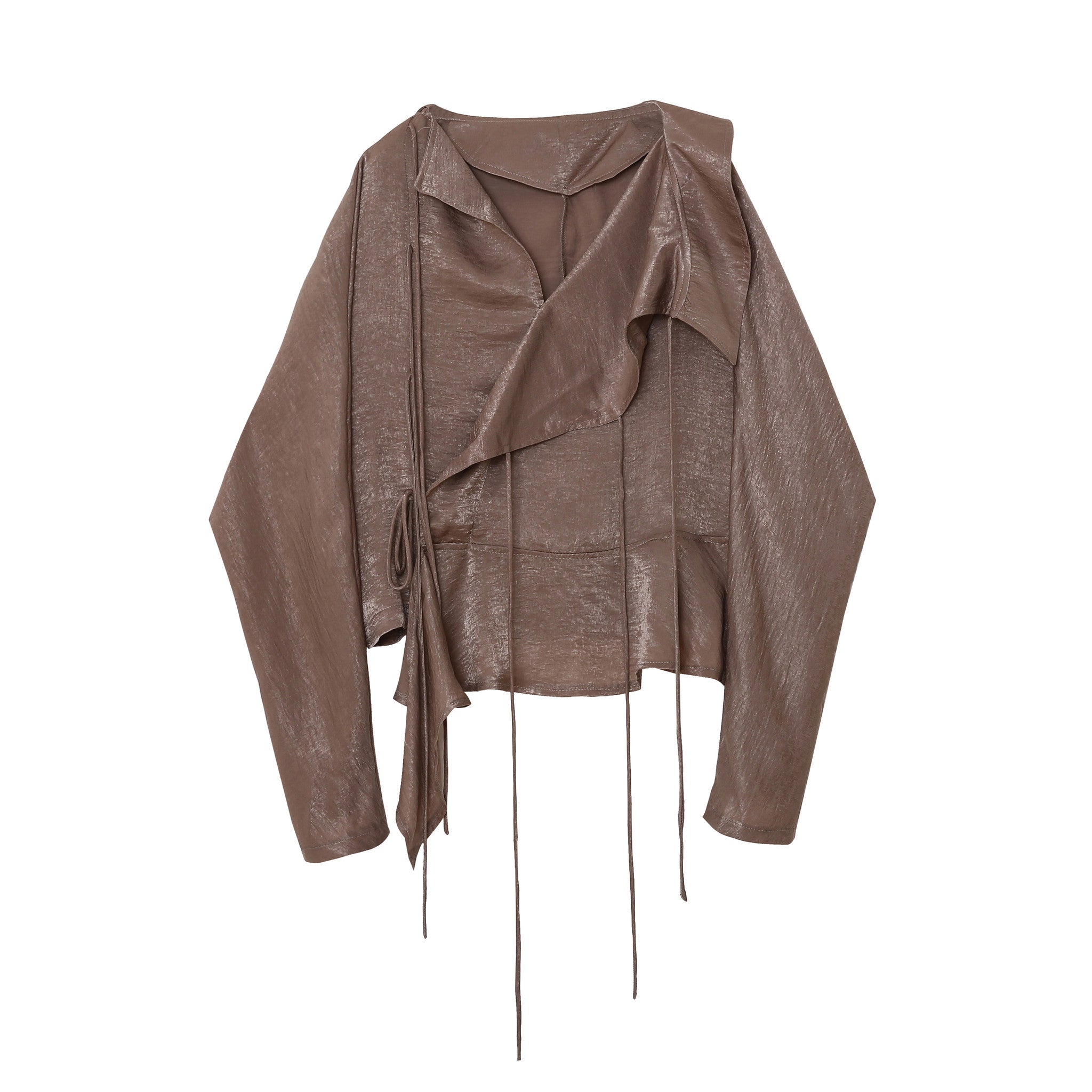 Wrap Front Lace Detail Jacket - Indigo