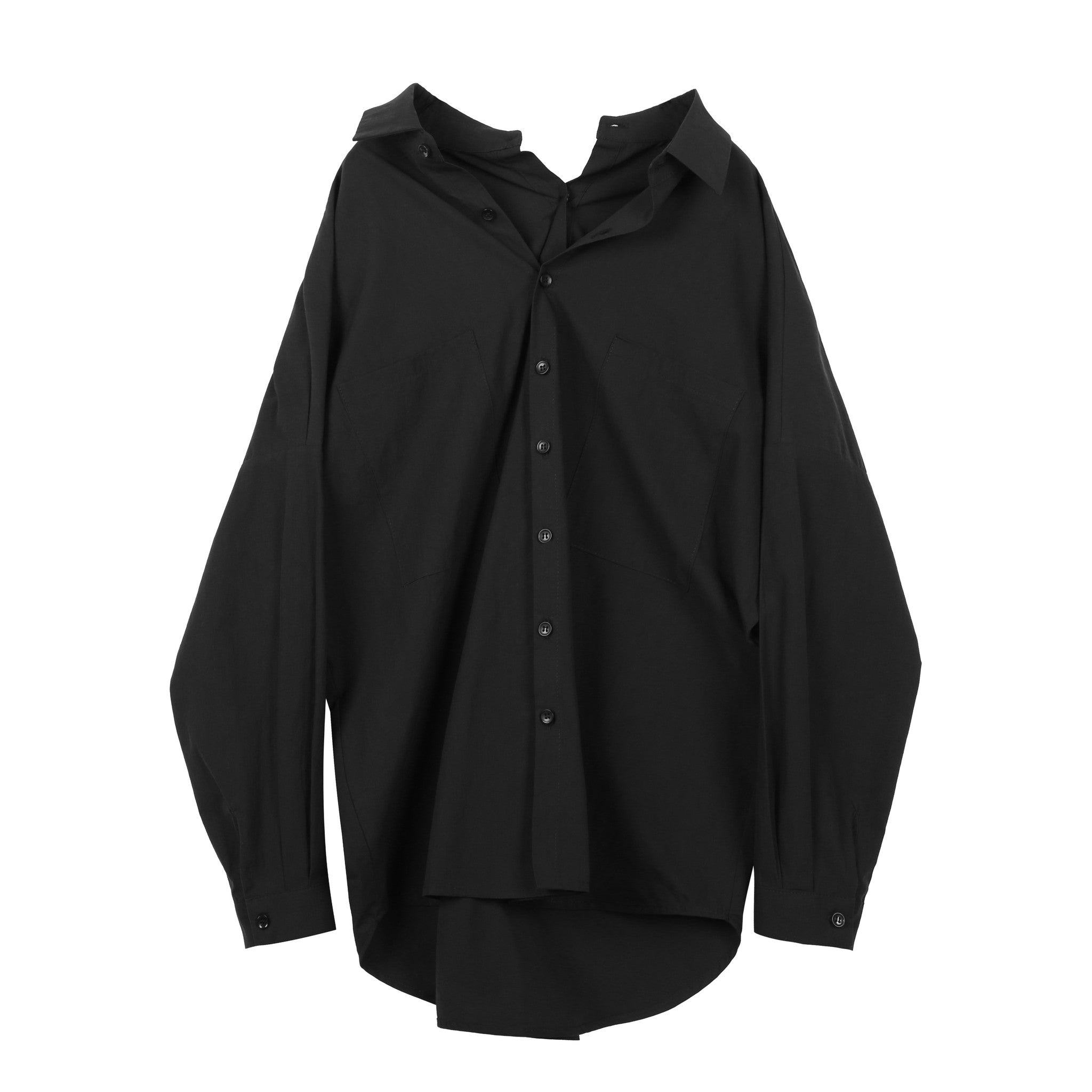 Black Button Back Collar Shirt - Indigo