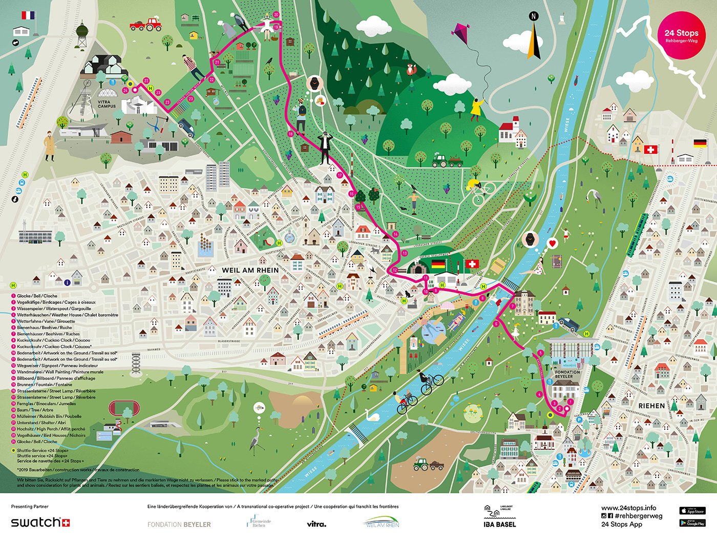 24 Stops Map – Vitra & Foundation Beyeler Collaboration