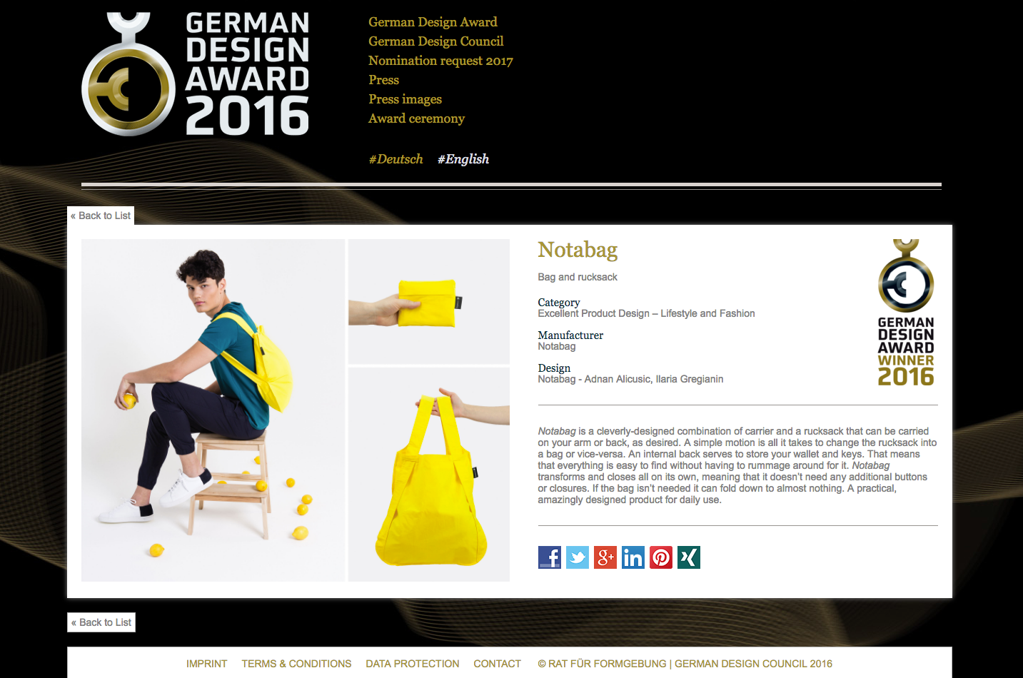 Notabag - German Design Award 2016 Winner 