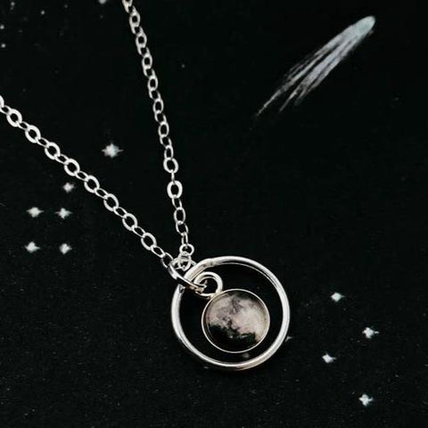 My Moon Custom Lunar Phase Halo Pendant, Small Celestial Handmade Jewelry