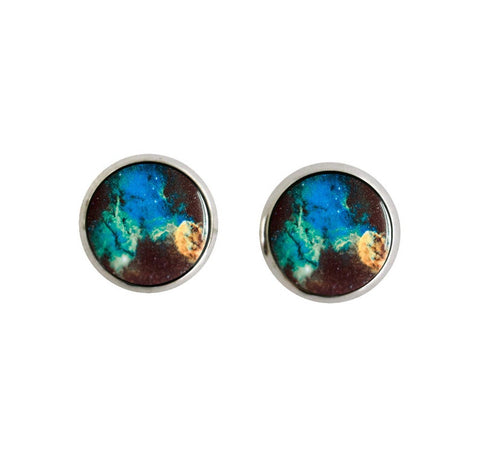 Jellyfish Nebula Small Silver Stud Earrings