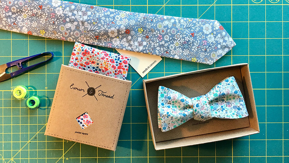 Liberty Floral Bow Tie Necktie Pocket Square