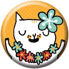 Gemma Correll Hawaiian Cat 1 inch Button