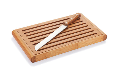Gaby crumb board with the bamboo-handled bread knife
