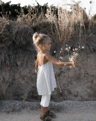 New Yoli and Otis Apron Dress paired with the Sanjiin trouser again.  A lovely look for baby or girl.