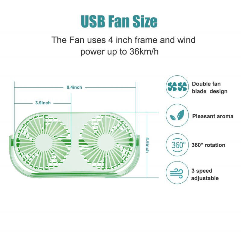 Hoteon F Best 4 6 Inch Mini Usb Desk Fan 3 Speeds Double Fan