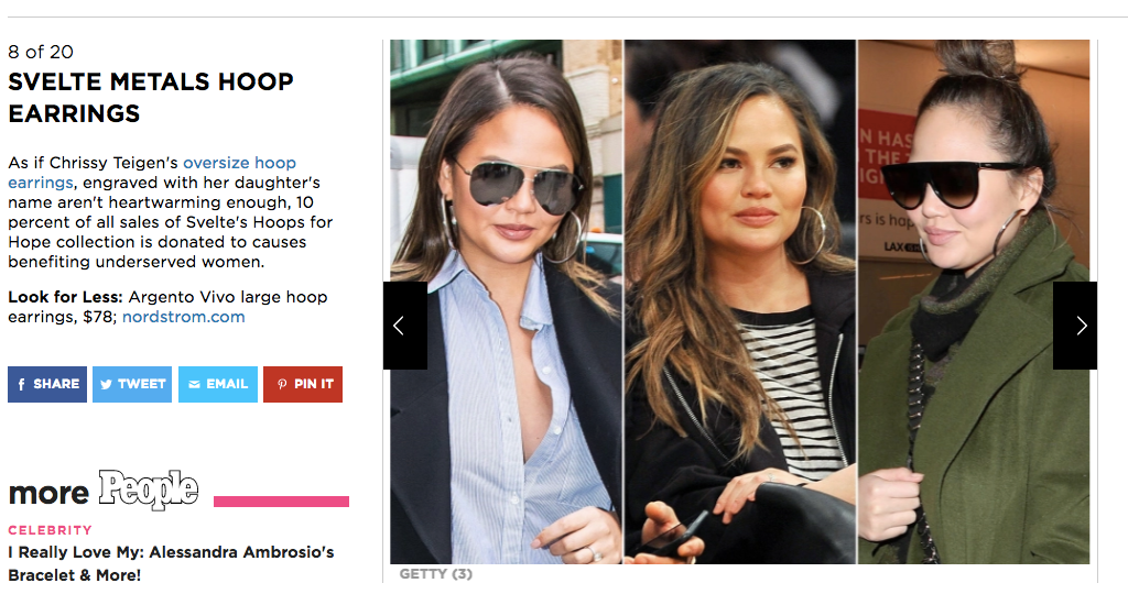 Chrissy Teigen People Style I love my Svelte Metals Hoops