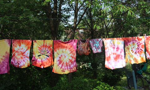T Dye t-Shirts Hanging on Clothesline