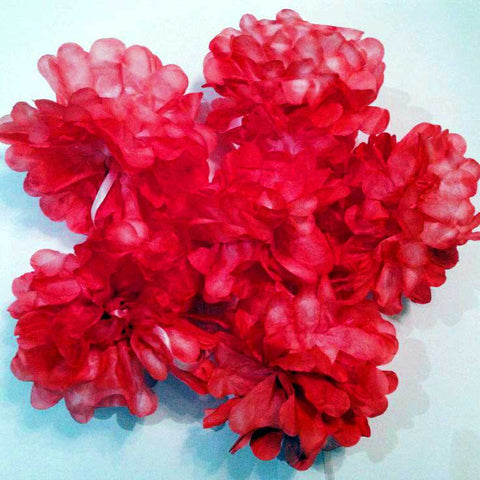 Dyed paper flower garland