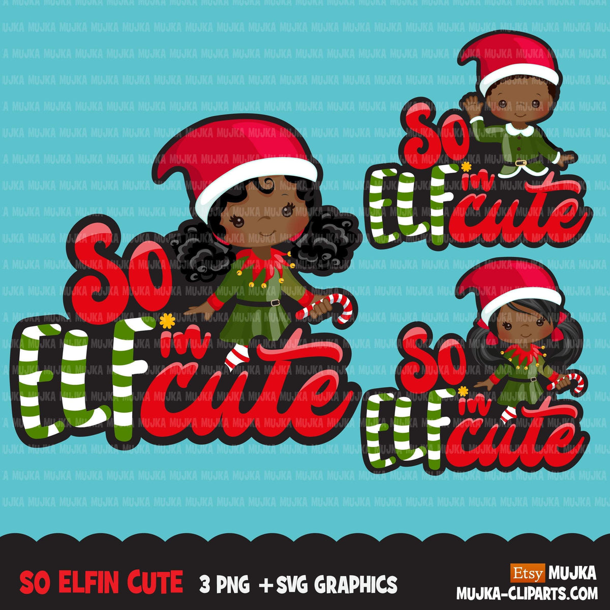 Christmas Svg Png Digital So Elfin Cute Htv Sublimation Image Transfer Clipart T Shirt Graphics Black Elf Little Boy And Girl