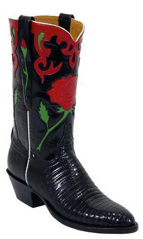 women's black lizard cowboy boots